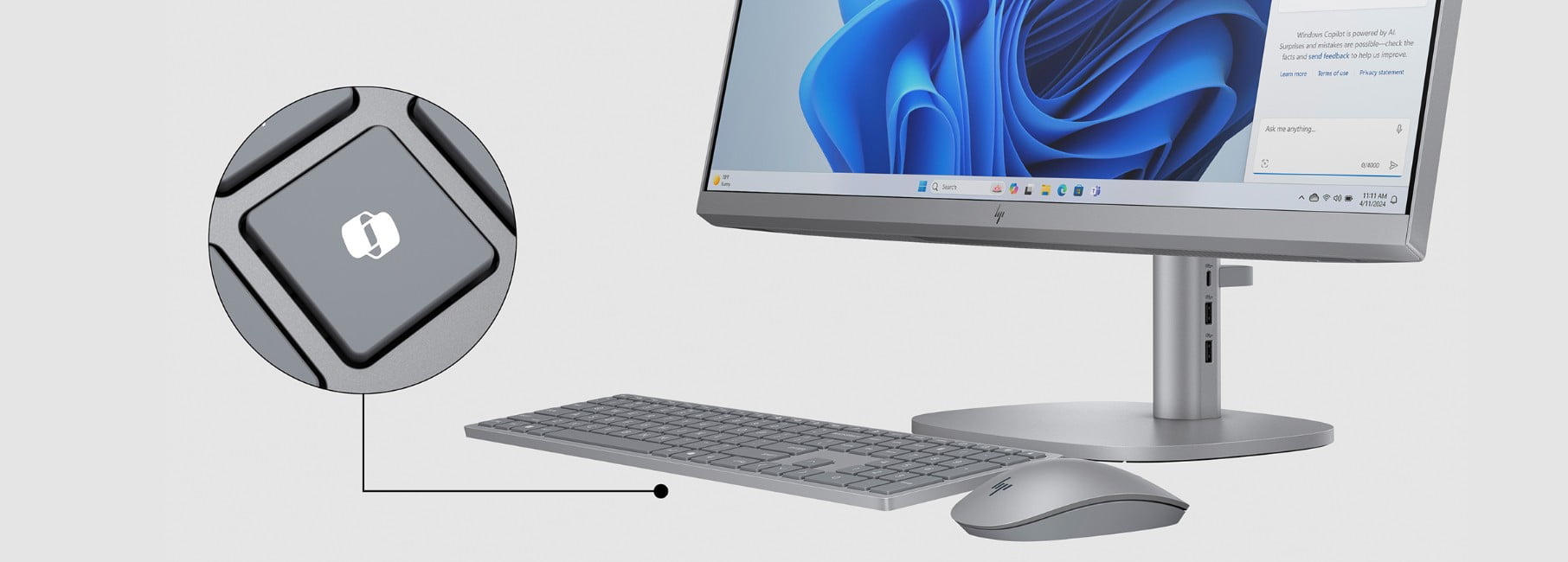 An HP OmniStudio X All-in-One AI PC monitor with touchscreen technology