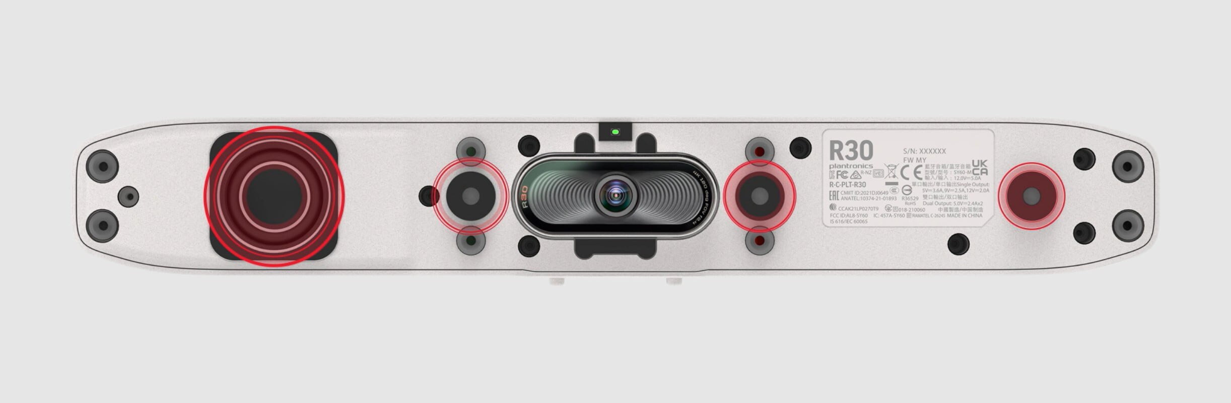 Video animation of Poly Studio R30 speaker and microphone