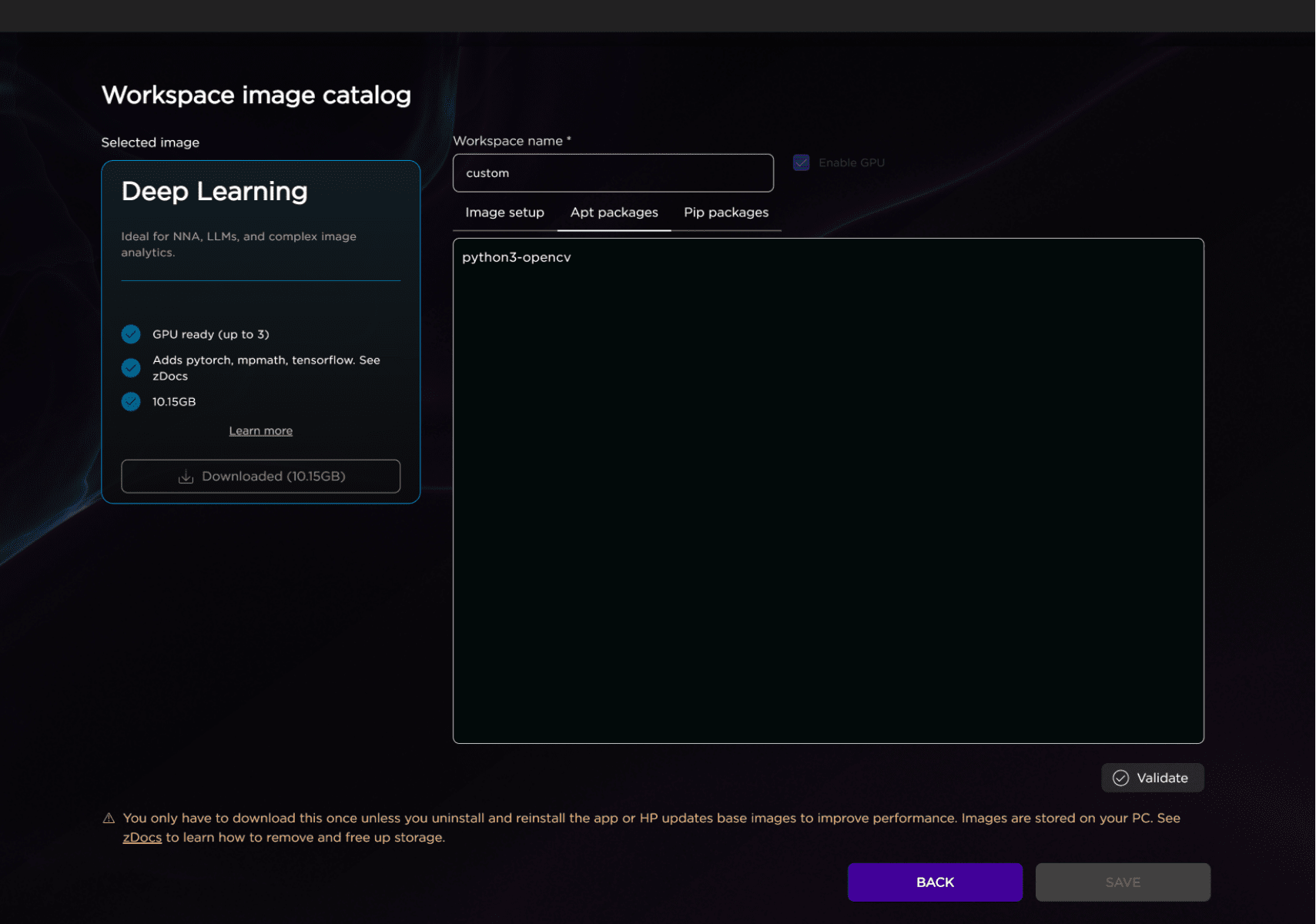 HP AI Studio platform – Workspace image catalog